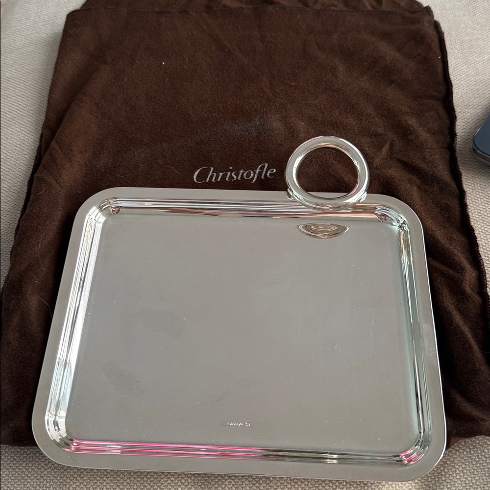 Christofle VERTIGO Single Handle contemporary  silver Tray - Picture 2 of 6